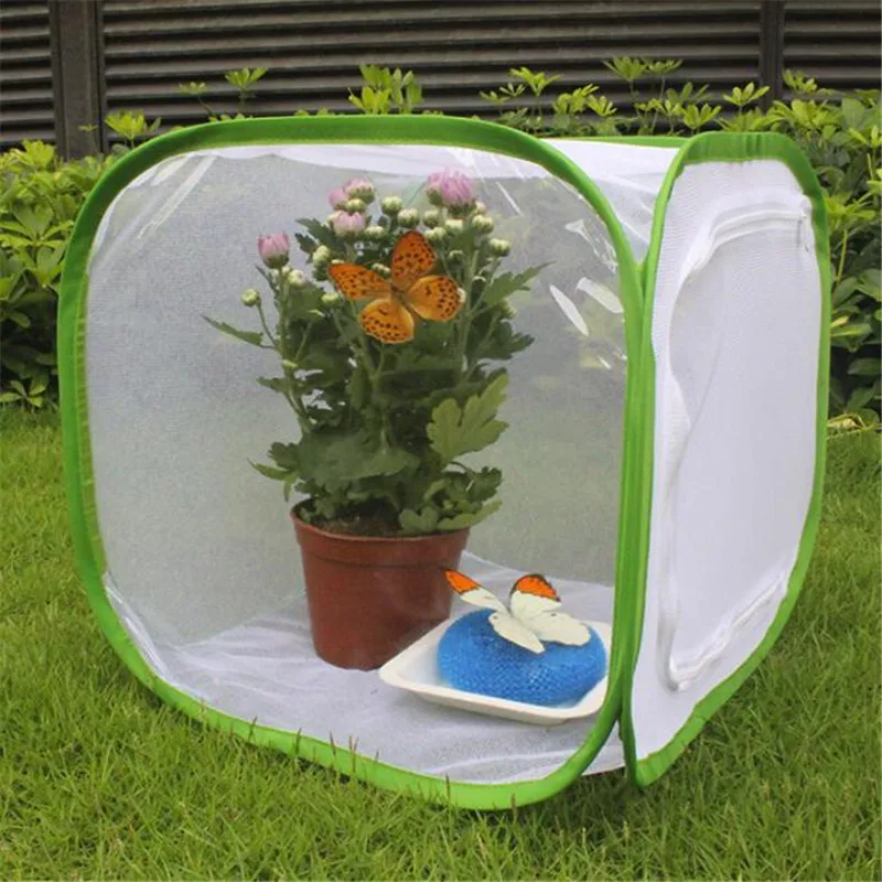 S WDFS Insect Cage Catcher Folding Butterfly Plant Seedling Incubator Mantis Light Transmission Portable Enclosure Net Cloth Breeding Habitat 