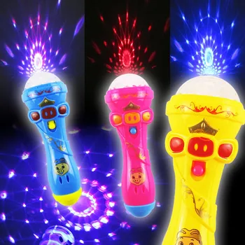 

Kids Mini LED Wireless Music Karaoke Microphone Model Flashing Stick with 3D Projection Ball Lighting Projector Toy Random Color