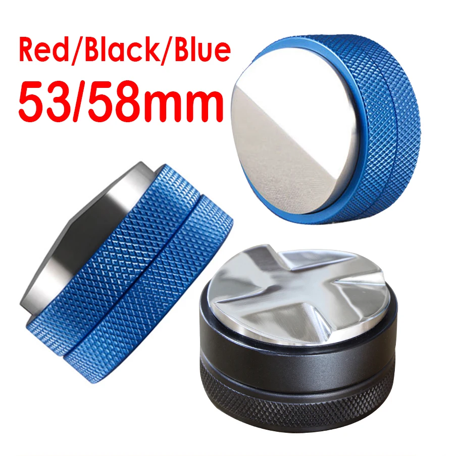 

53/58mm Adjustable 304 Stainless Steel Coffee Espresso Tamper Macaron Convex Four Angled Slopes Base Thread Distribution Tools