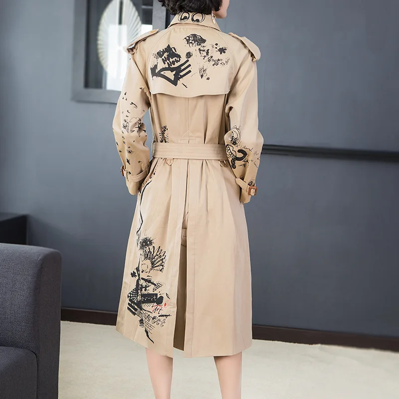 Hammy осеннее и зимнее Новое Стильное женское платье европейский и американский модный классический Тренч с принтом длинное приталенное пальто