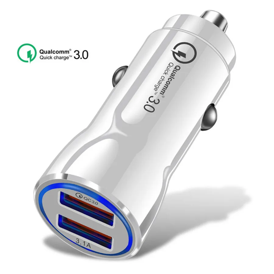 VIKEFON быстрое зарядное устройство 3,0 USB Автомобильное зарядное устройство QC 3,0 Универсальное автомобильное быстрое зарядное устройство для мобильного телефона для iPhone Xiaomi samsung Автомобильное зарядное устройство - Тип штекера: 2 Ports White