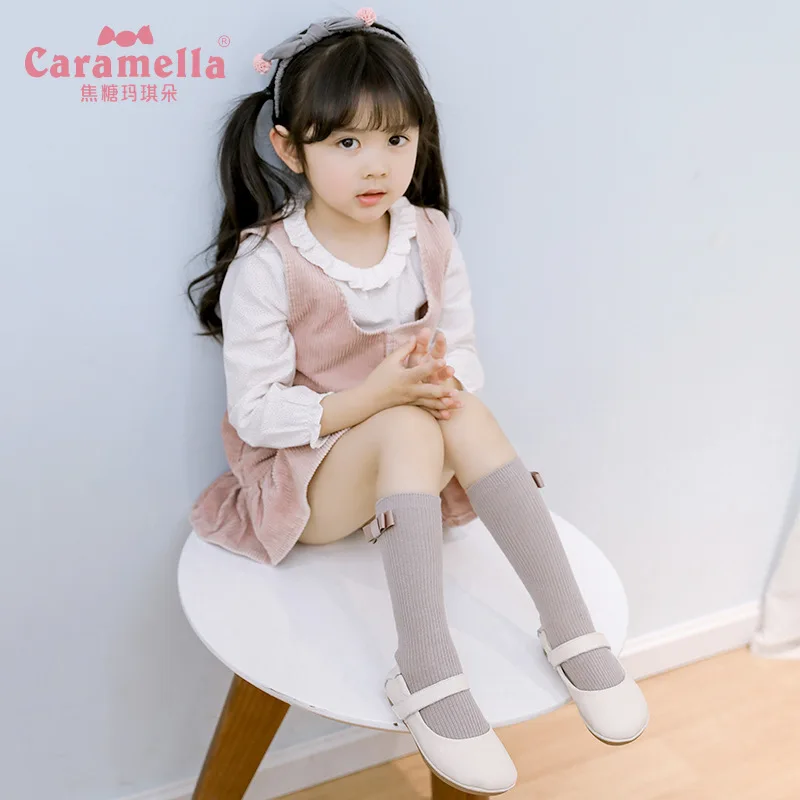 Caramella/новые детские чулки длинные мягкие гольфы с большим бантом для маленьких девочек хлопковые Вязаные гольфы для маленьких девочек Kniekousen Meisje