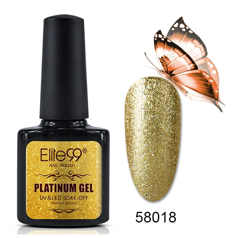 Elite99 10 мл Блестящий Гель-лак для ногтей замочить от платины Nails Art Gellak UV цвета верхнее Базовое покрытие праймер Полупостоянный УФ-лак - Цвет: 58018