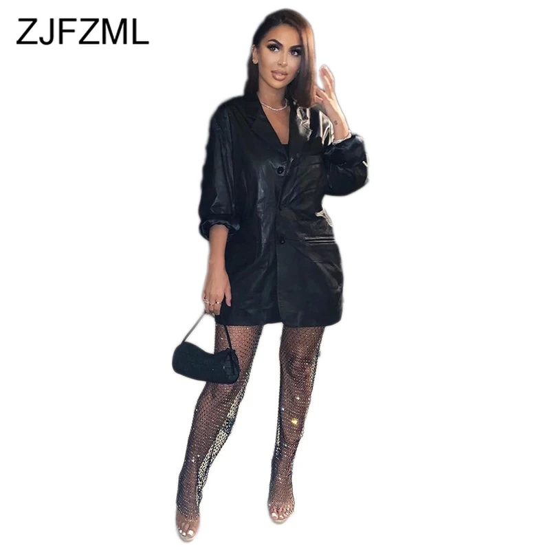 Сексуальное Клубное черное платье из искусственной кожи женское облегающее