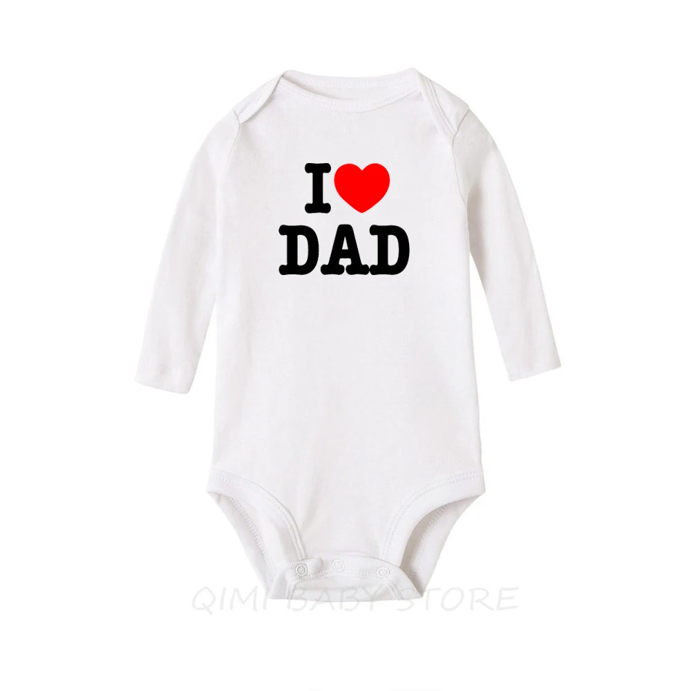 Детский комбинезон с надписью «i love mom/DAD» для маленьких девочек и мальчиков, комбинезон, одежда, рубашка хлопковая одежда с длинными рукавами для малышей