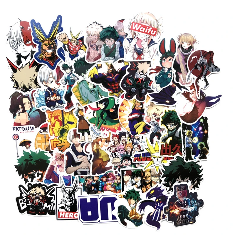 73 шт./упак. My Hero academic чемодан наклейки ноутбук скейтборд Izuku Midoriya Might Boku academic аниме Персонажи наклейки - Цвет: 73PCS