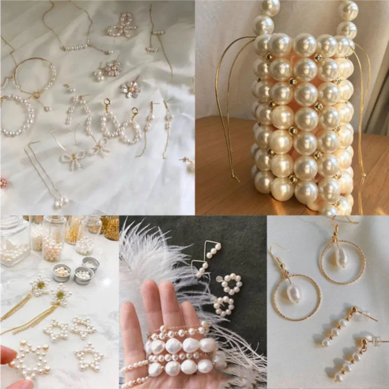 3-16mm Pearl Beads ABS Loose Round Beads With Holes Craft For Fashion Jewelry Making White Beige DIY Imitation Garment