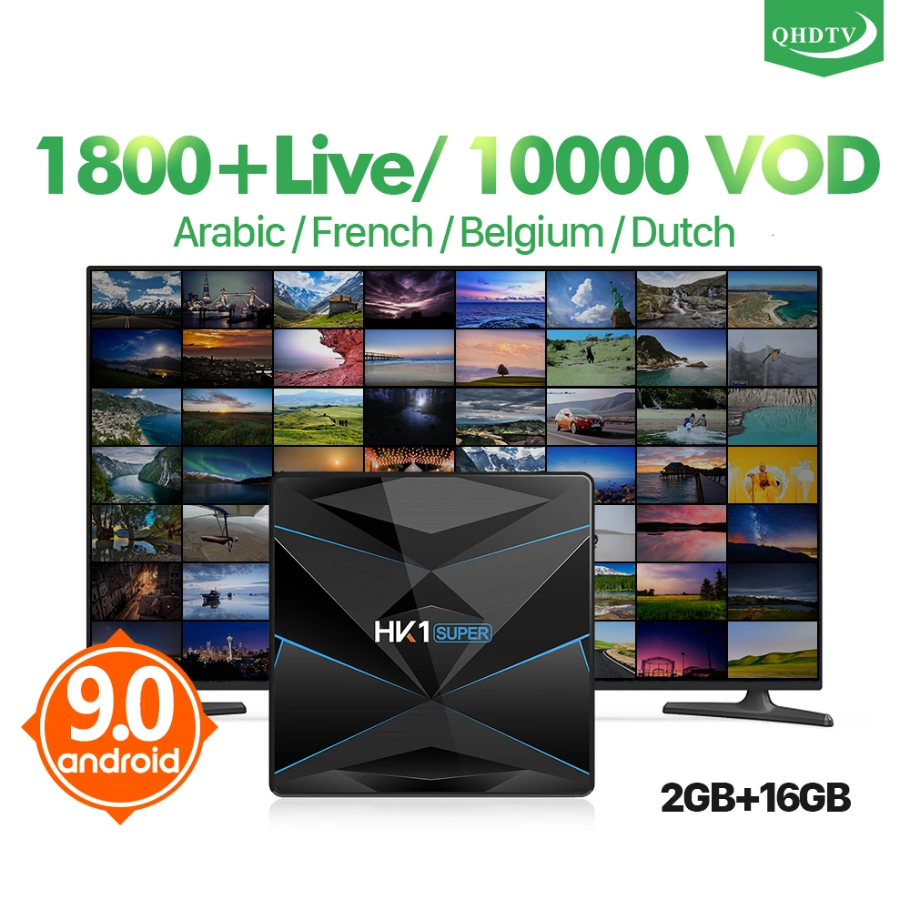 HK1 супер IPTV Франция коробка QHDTV Android 9,0 2G 16G IPTV подписка Бельгия голландский французский Алжир арабский IPTV Великобритания Германия Турция