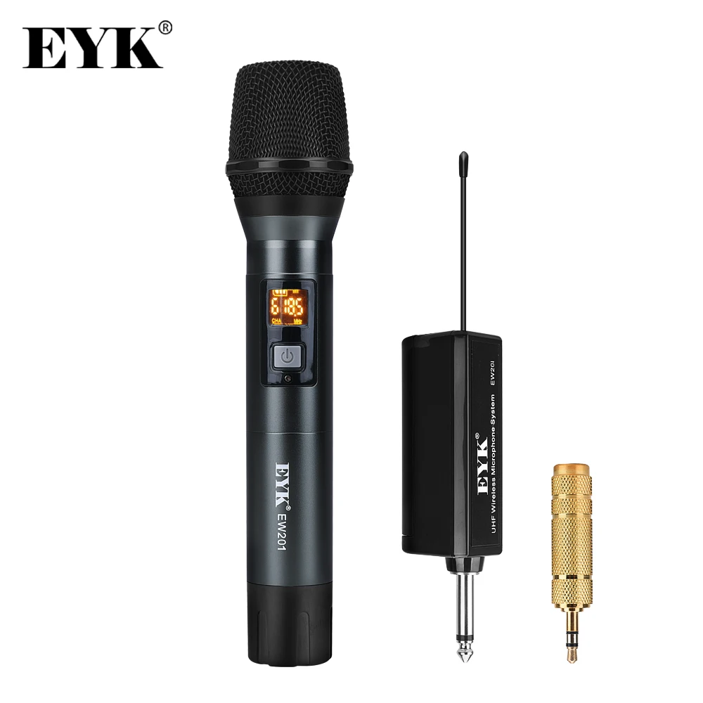 Беспроводная микрофонная система EYK EW-201 UHF с металлическим ручным микрофоном для