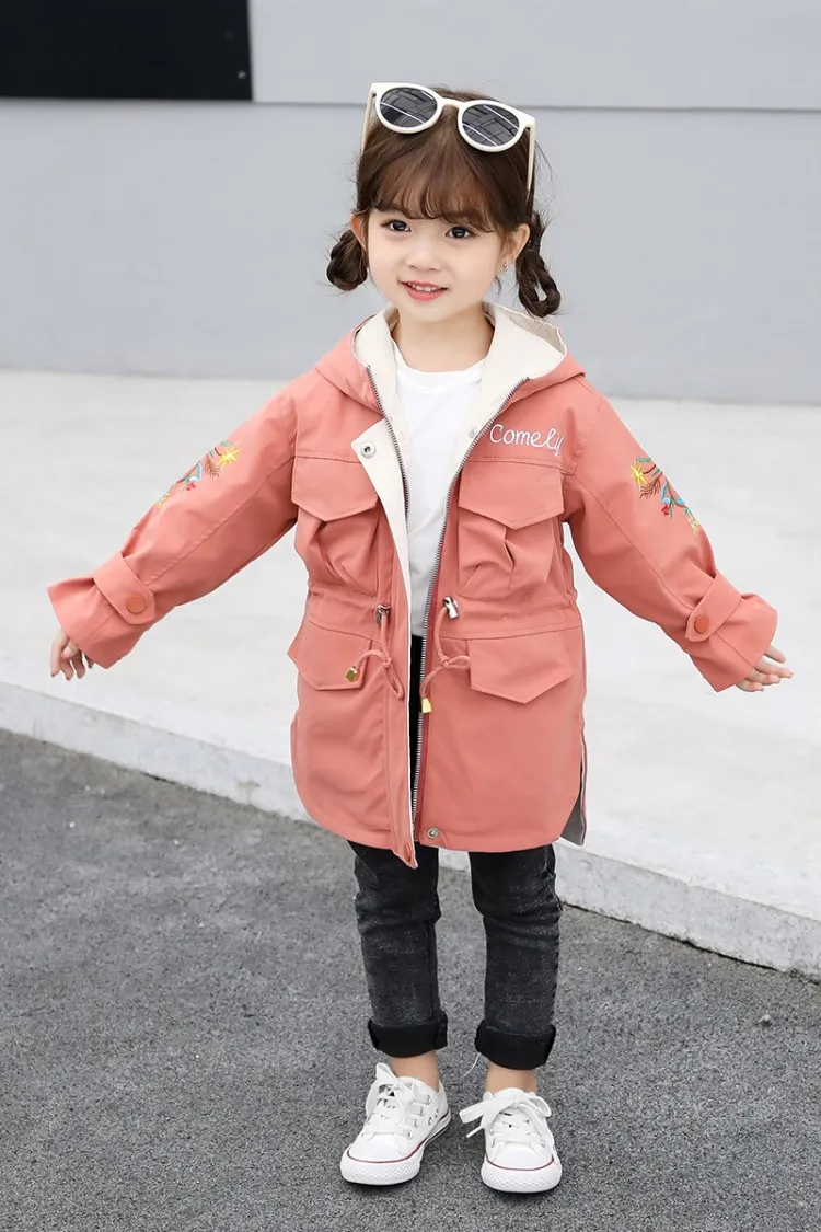 Весенне-осенние куртки для девочек-подростков; модная детская куртка для девочек; ветровка с капюшоном для девочек; детская куртка; плащ для малышей