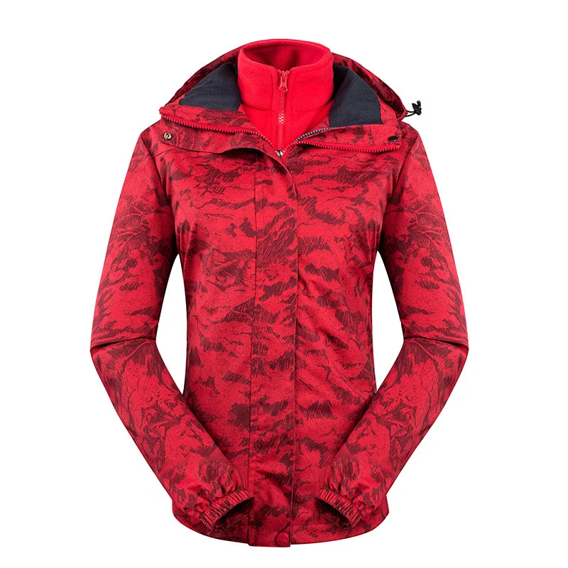Лыжные куртки для женщин, утолщенная теплая ветрозащитная Водонепроницаемая дождевик, куртка для походов на открытом воздухе, зимняя куртка для катания на лыжах, сноуборде - Цвет: Красный
