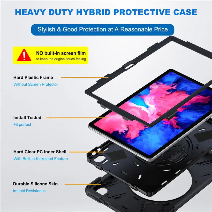 para Lenovo Tab P11 Plus Case Tb-j616f Tb-j616x para Xiaoxin Almofada Mais Tab P11 Tb-j606f Capa Funda Rotativo Suporte Alça de Ombro - Imagem 6