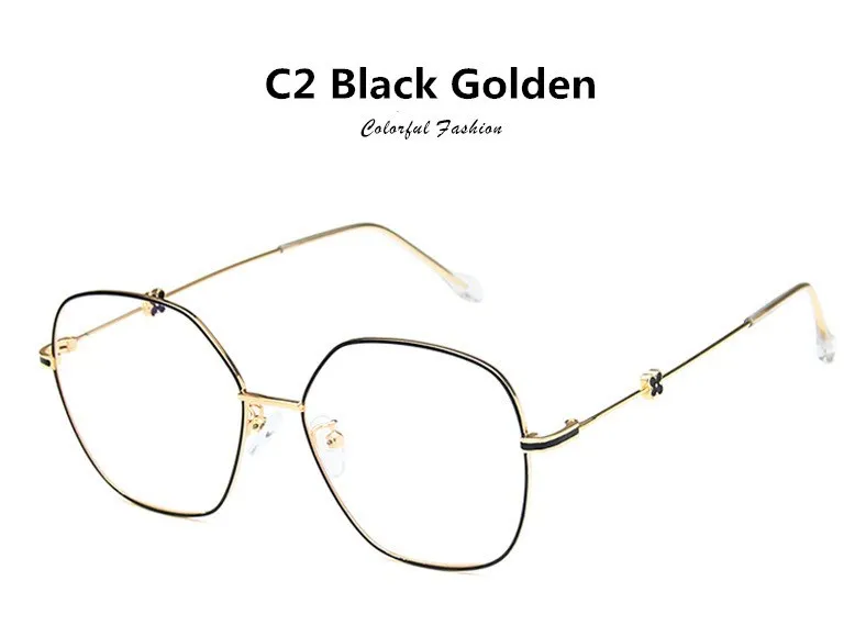 Синий светильник, очки для чтения, оправа Очки для работы за компьютером, металлические милые цветочные женские очки, оправа для очков, квадратные винтажные прозрачные линзы - Цвет оправы: C2 Black Golden