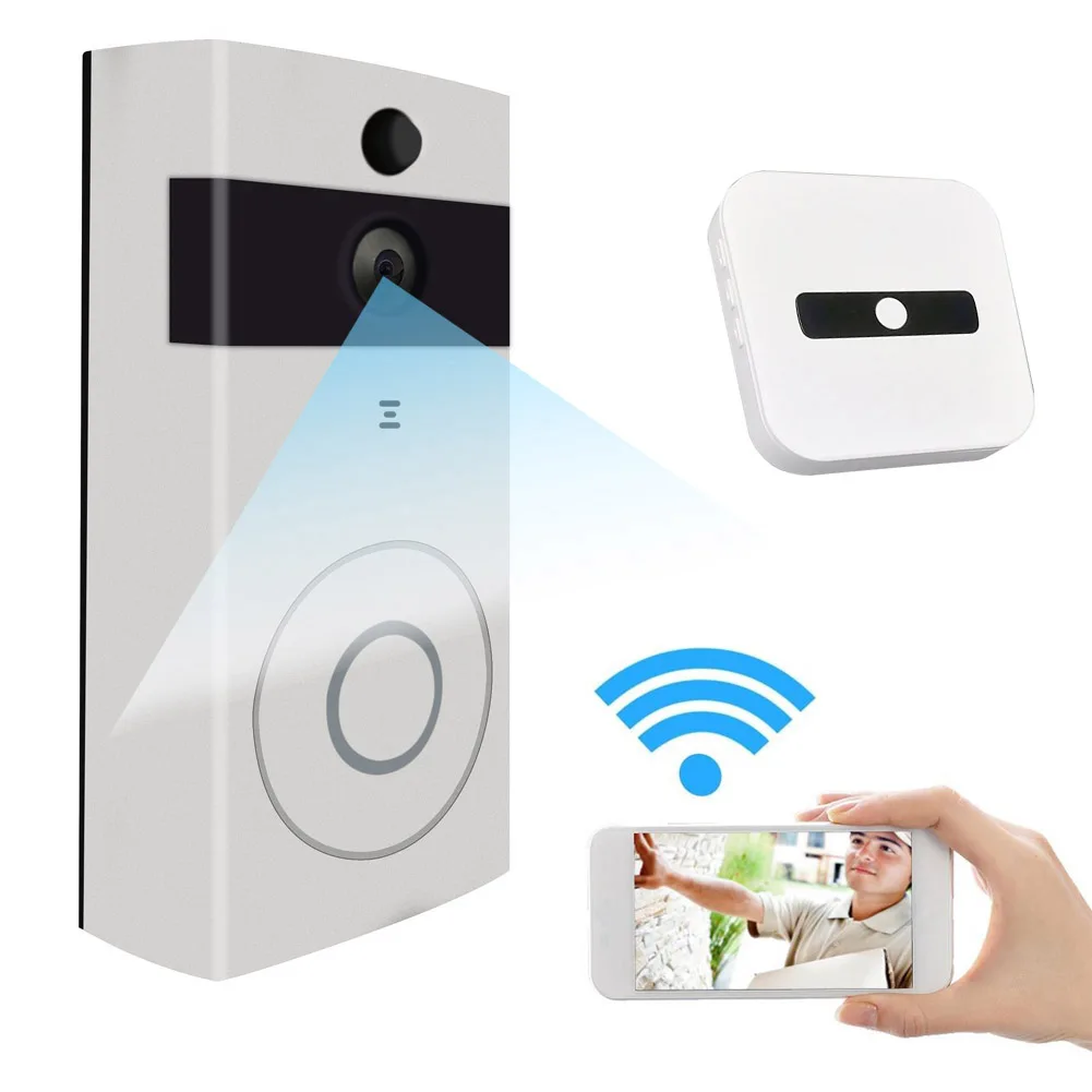 

HOT New Wire-free WiFi Video Doorbell With 8G SD Card Rechargeable Night Vision HD Camera for Phone BUS66