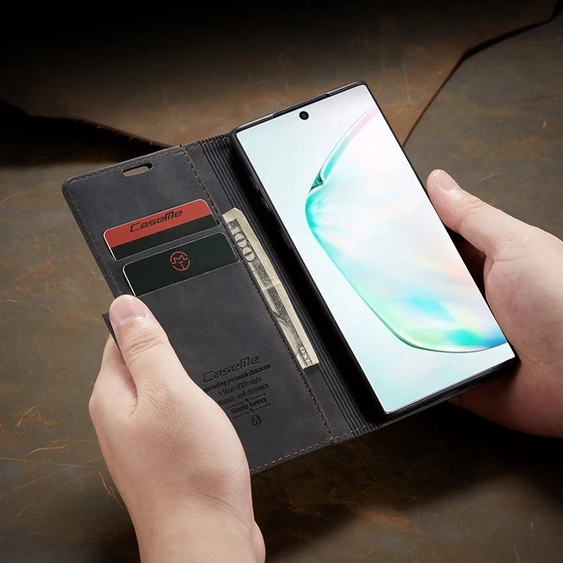 Магнитный чехол-кошелек для samsung Galaxy Note 10 10+ держатель для карт, откидная крышка, ретро кожаный чехол для телефона, для samsung Note 10 Plus Pro