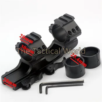 

Tactical 25.4mm 30mm 20mm Rail Scope Rings Dual Ring Cantilever Picatinny Weaver Scope Rail Mount with QD Cam Locks Adapter