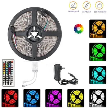 

5m SMD 5050 LED Strip Light Color Change RGB Flexible Tape Ribbon Lamp with Remote Control for TV Desktop Screen Decorative