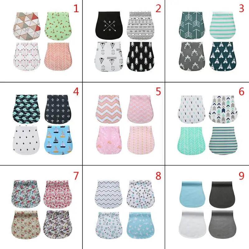 4Pcs/Pack Baby Burp Cloths Curved Absorbent Feeding Towel Anti-spit Milk Supply