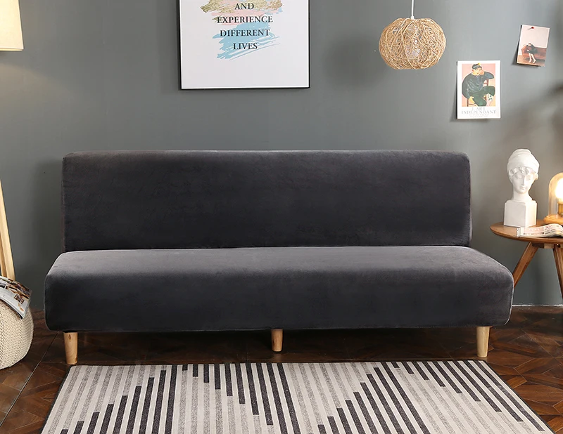 Tecido grosso de pelucia dobra sem bracos sofata cama capa dobravel assento slipcover mais espessas capas banco protetor de sofava