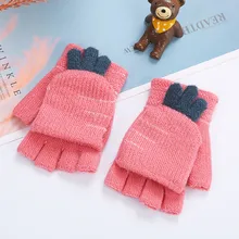 Детские перчатки для детей 1-5 лет, зимние теплые вязаные перчатки с милым рисунком морковки для маленьких девочек и мальчиков, милые детские перчатки для улицы