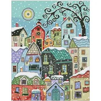 

Snowy evening patterns Counted Cross Stitch 11CT 14CT 18CT DIY Chinese Cross Stitch Kits Embroidery Needlework Sets