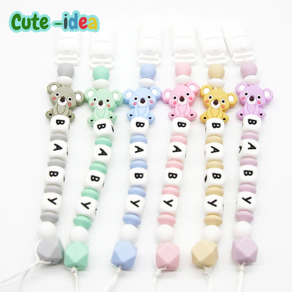 Cute-idea Baby Pacifier Clips Silicone Beads 1set Soother Chains Baby Teething Toys For Chew Food Grade Nursing Chains DIY