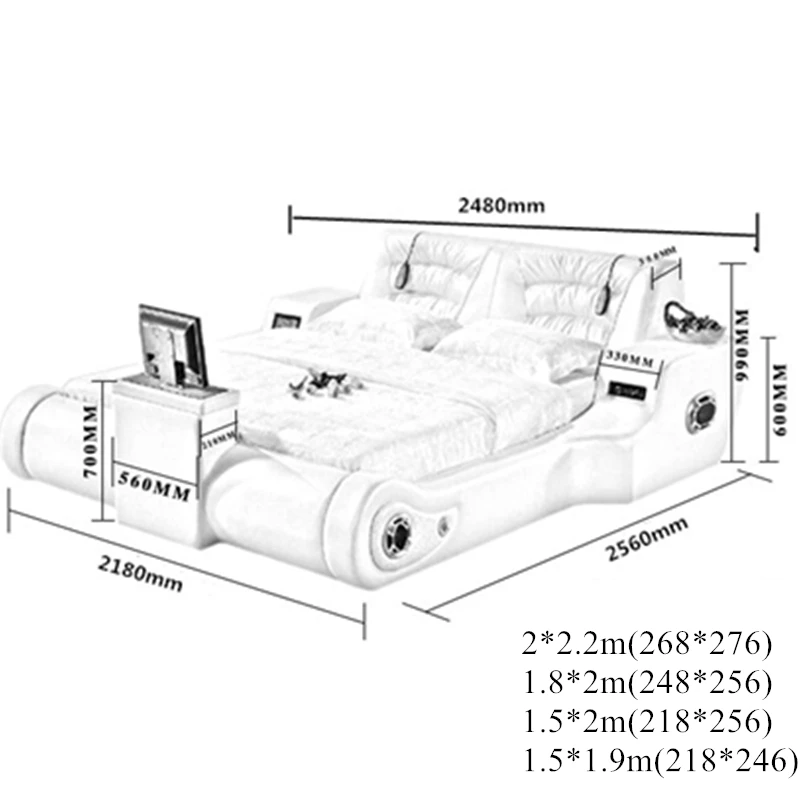 Настоящая Натуральная кожа кровать ТВ мягкие кровати спальня camas горит muebles de dormitorio yatak мобильный кварто массаж динамик bluetooth