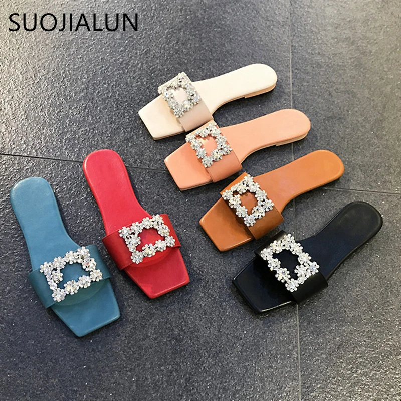 Шлепанцы женские SUOJIALUN с пряжкой летние 2021 | Обувь