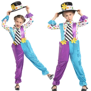 

Halloween Costume for Kids Clown Role Play Naughty Harlequin Cosplay Baby Girl Boy Fancy clothes Purim Carnival Party Masquerade