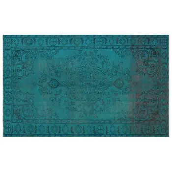 

Handmade Turquoise Vintage Overdyed Turkish Area Rug 162x265 Cm-5'4''X8'8''