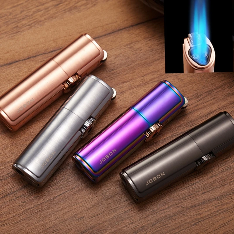 Jobon Triple Jet Gas Cigar Flint Lighter Turbo Windproof Powerful Metal Spray Gun Kitchen Pipe Lighter Outdoor - Accessories - AliExpress