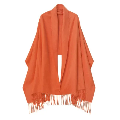 Натуральный чистый 100 кашемировый шарф, женская зимняя шаль, теплый мягкий шарф, шерстяной Женский плотный шарф из пашмины, накидка, палантин - Цвет: Orange
