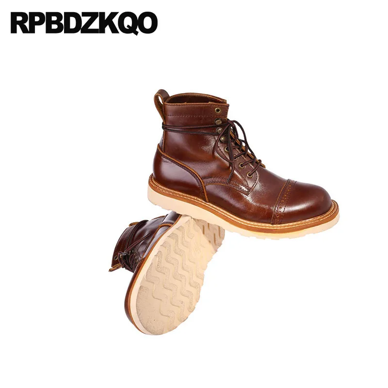 Booties Designer Boots Retro Vintage Short Fall Black Handmade Genuine Leather Men Brogue Plus Size Men's Shoes Ankle Full Grain