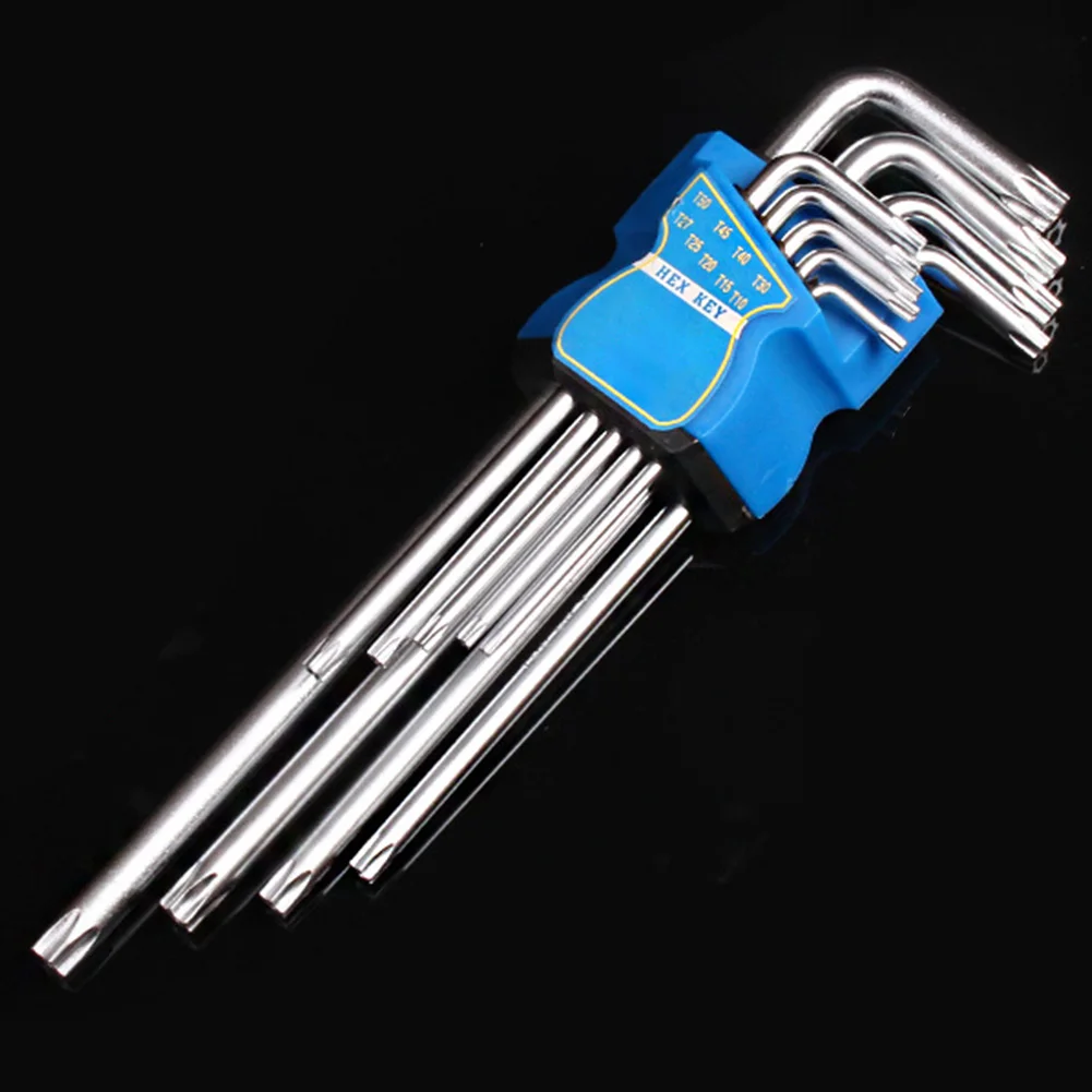 3 9 шт. Torx инструмент для ремонта гаечный ключ шестигранный ключ L Тип аппаратные средства Длинный рычаг Набор шестигранных ключей сталь руководство шаровой конец отвертка мощный - Цвет: 3
