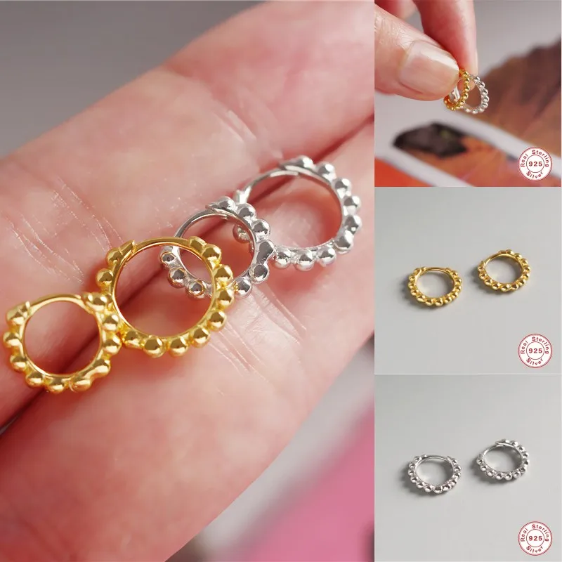 

BOAKO Minimalist 925 Sterling Silver Earrings Simple Small Round Beads Stud Earrings for Women Fashion Korean Jewellery Ear Stud