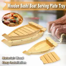 3 Sizes Japanese Cuisine Sushi Boats Sushi Tools Wood Handmade Simple Ship Sashimi Assorted Cold Dishes Tableware Bar