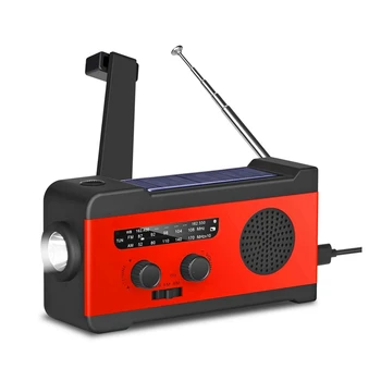 

Solar Emergency AM FM WB Radio with Flashlight SOS Alarm Dynamo Hand Crank NOAA Radio 2000MAh Power Bank for Cell Phone