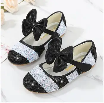 

New Spring Summer Autumn Children Shoes Girls Sandals sequins Bow Princess leather shoes Girls Casual Shoes dance shoes