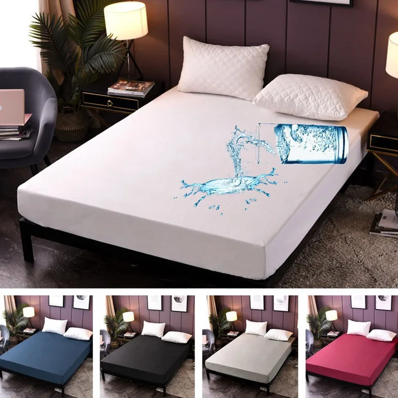 

High Quality Solid Color Fitted Sheet Kid Bedwetting Waterproof and Breathable Anti-skid Mattress Cover Hotel Coverlet Bed Sheet