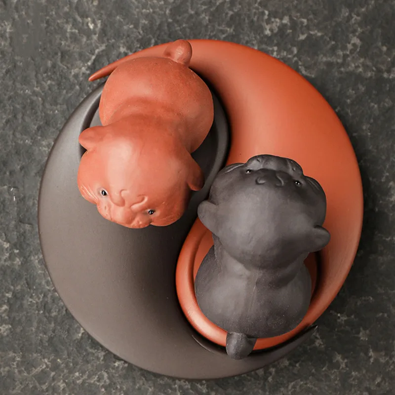 1PCS Creativity Handmade Purple Clay Tea Pet Chinese Zodiac Tiger Statue Ornaments Boutique Tea Decoration Accessories Crafts