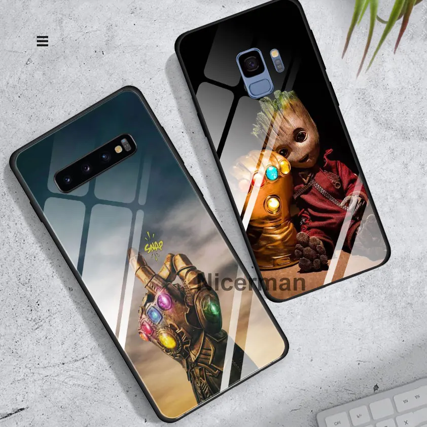 Стражи Marvel Мстители закаленное стекло Чехлы для samsung Galaxy S10 S8 S9 Plus S10e Note 9 10 Plus A50 A30 чехол Coque