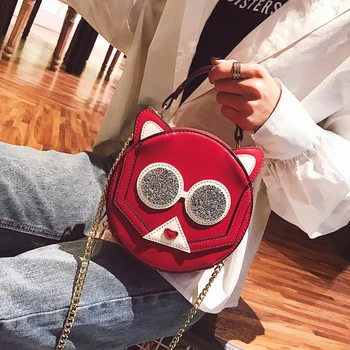

Lovely Women Animal Shoulder Bag Fashion Circular Leather Animal Handbag For Girl Small Round Lady Shoulder Messenger Round Bag