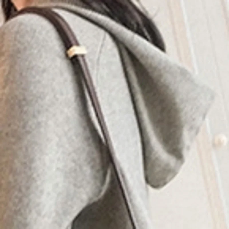 Women's autumn and winter knitted dress, long section, long sleeve hooded sweater, lazy wind, loose sweater dress, solid color