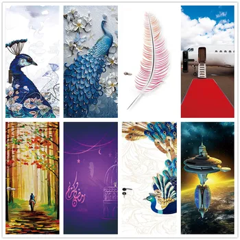 

77x200cm 3D Peacock Animals Door Stickers For Living Room Bedroom Langscape Vinyl Waterproof Wallpaper Adhesive Home Decor Decal