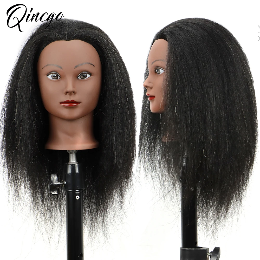 100% Real Hair Mannequin Head Hairdresser Training Head With Stand Tripod  Afro Manikin Cosmetology Doll Head For Braiding Stylin - AliExpress