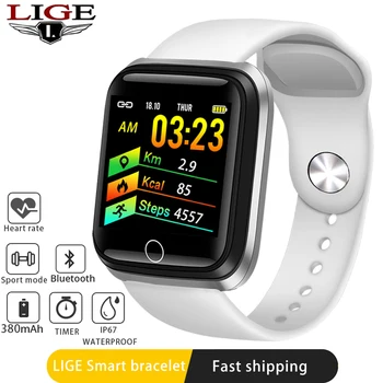 

LIGE Women Smart Watch Sports Smart Bracelet IP67 Waterproof Watch Pedometer Heart Rate Monitor LED color screen for Android ios