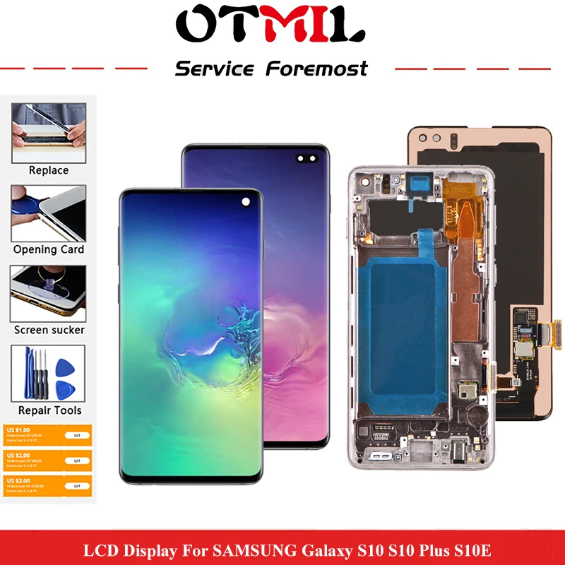 ЖК-дисплей AMOLED 6 1 дюйма для SAMSUNG GALAXY S10 сенсорный экран в сборе с дигитайзером