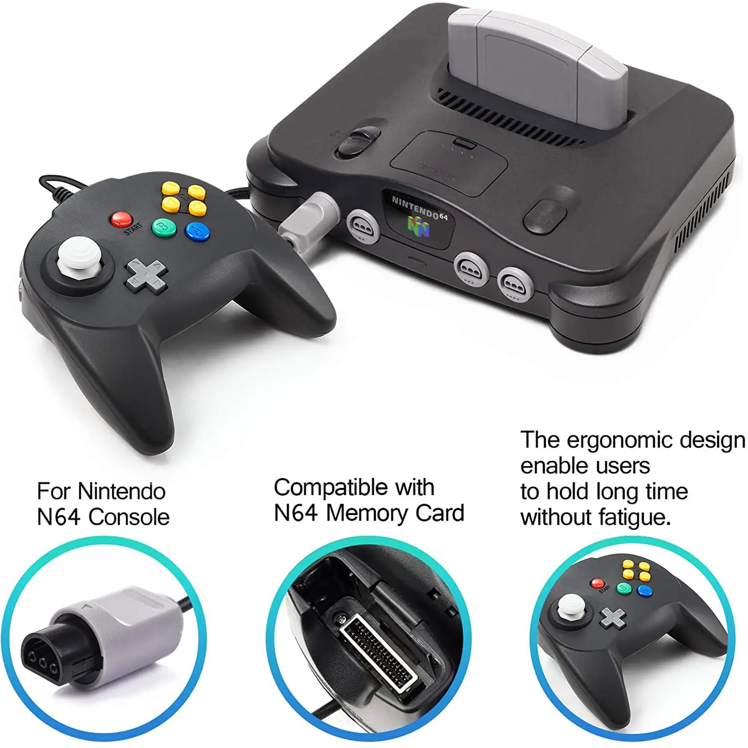 [New Version] 2 Pack for N64 Controller, Mini Game pad Joystick for N 64 Console- Plug & Play (Design from Japan)