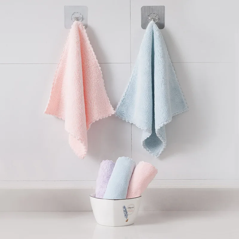 

5pcs Coral Velvet Thickens Kitchen Cloths Household Cleaning Microfiber Cleaning Cloth Can Clean Glass Car