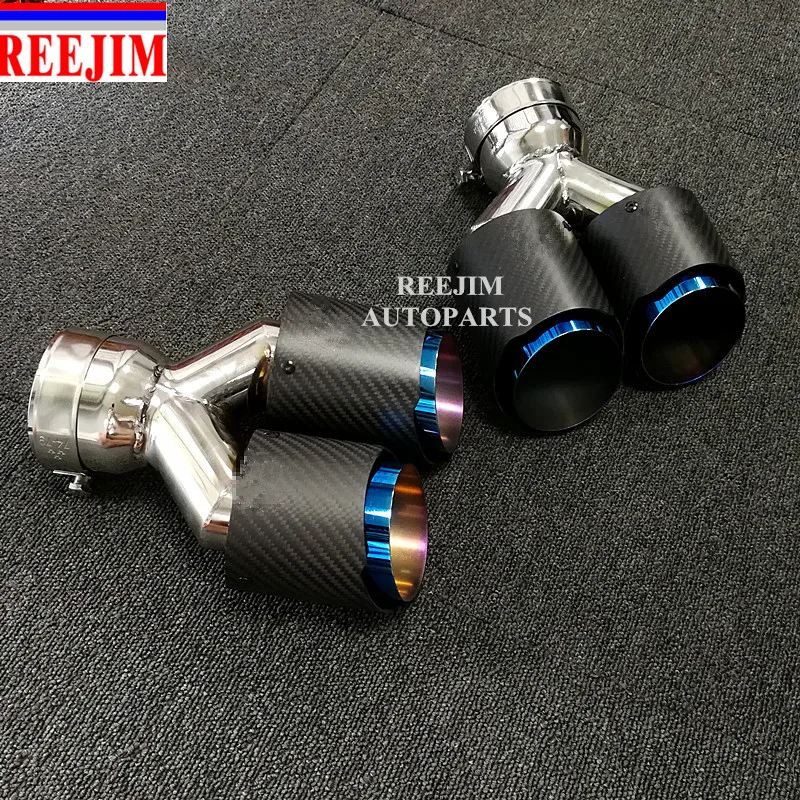 2 шт двойной синий цвет трубы 3 ''в 3,5'' из нержавеющей для выхлопной трубы наконечник автомобиля-Стайлинг akrapovic выхлопная насадка выхлопной трубы